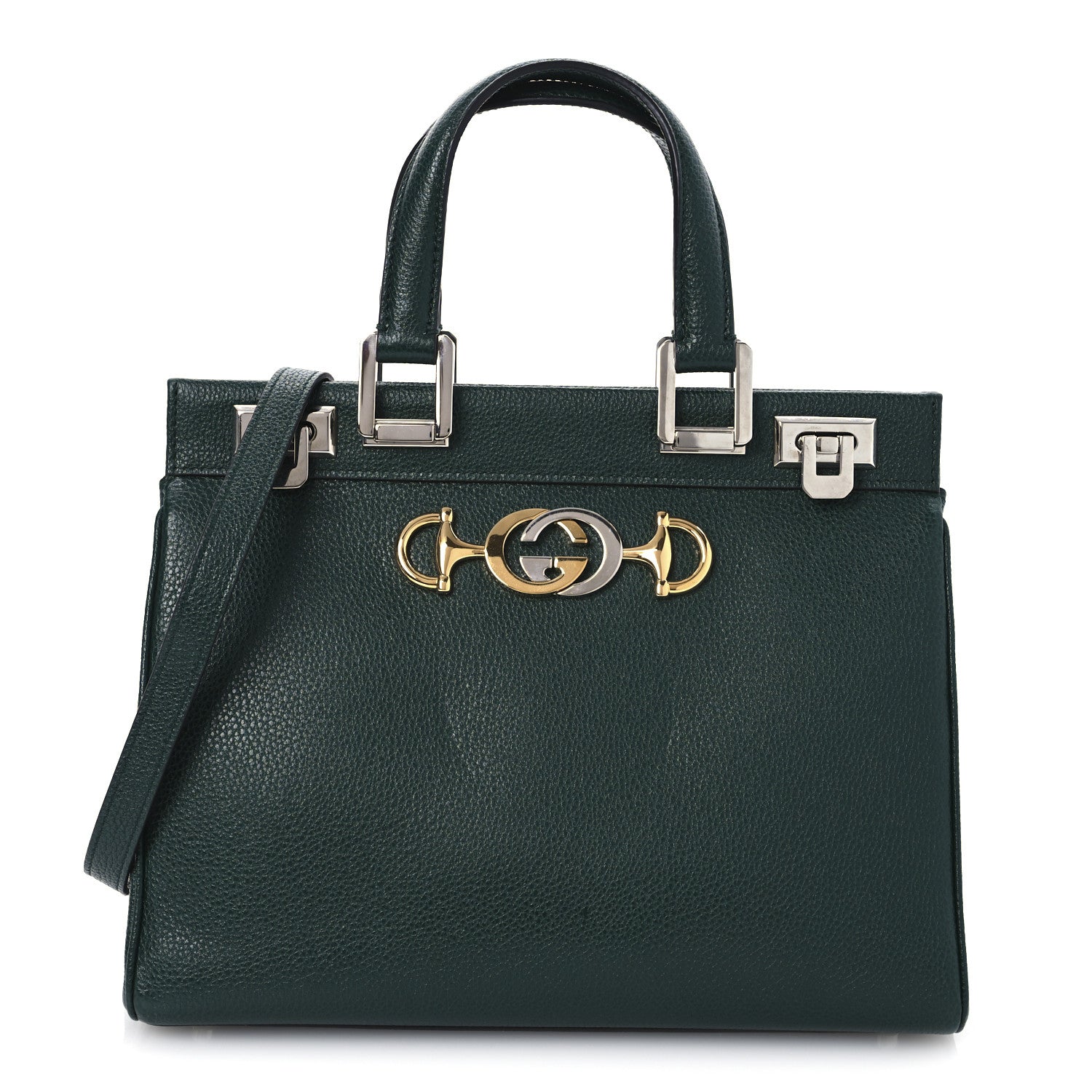 Gucci Grainy Calfskin Small Zumi Top Handle Bag Vintage Green 1 of 12
