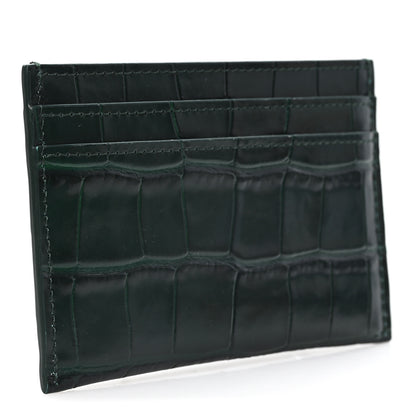 Chanel Calfskin Crocodile Embossed Crococo Card Holder Emerald 3 of 7