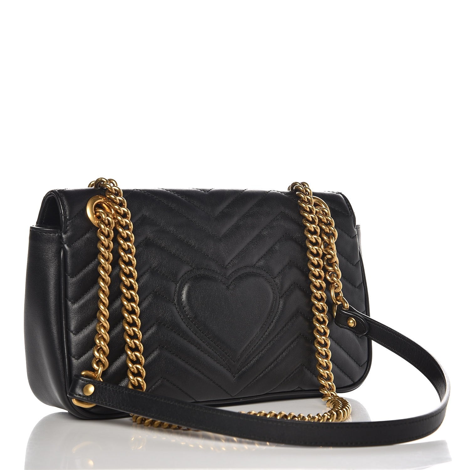 Gucci Calfskin Matelasse Small GG Marmont Shoulder Bag Black 4 of 8