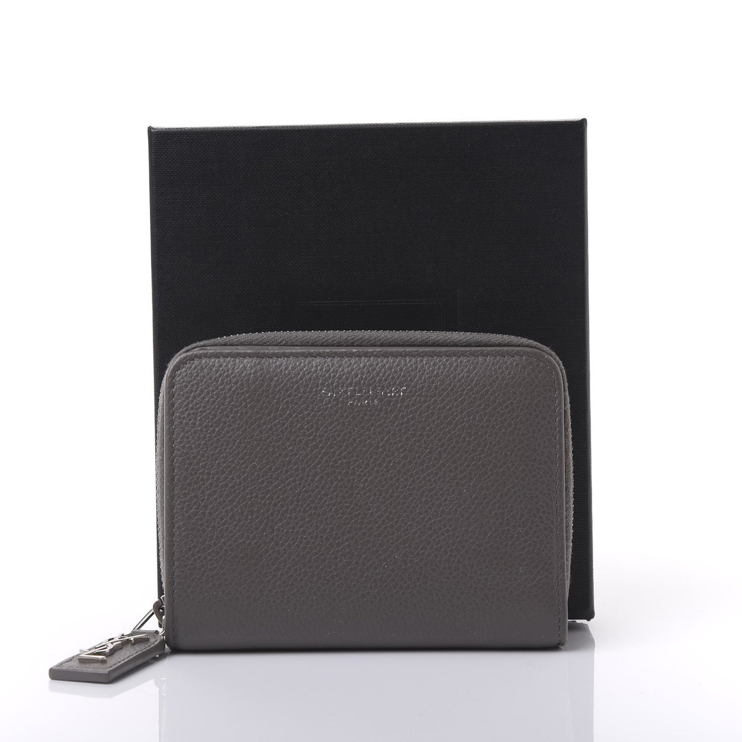 Grained Calfskin Rive Gauche Compact Zip Around Wallet Fog