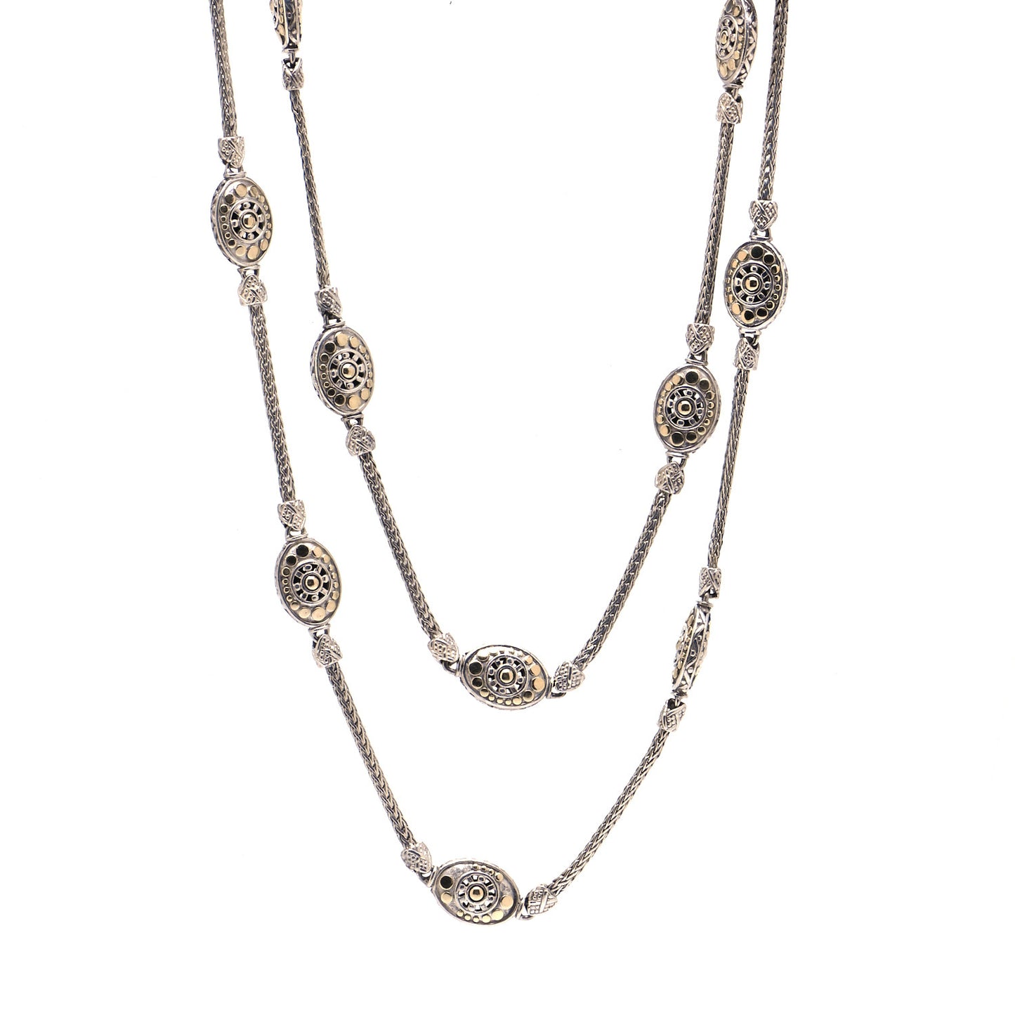 Sterling Silver 18K Yellow Gold Jaisalmer Oval Station Necklace