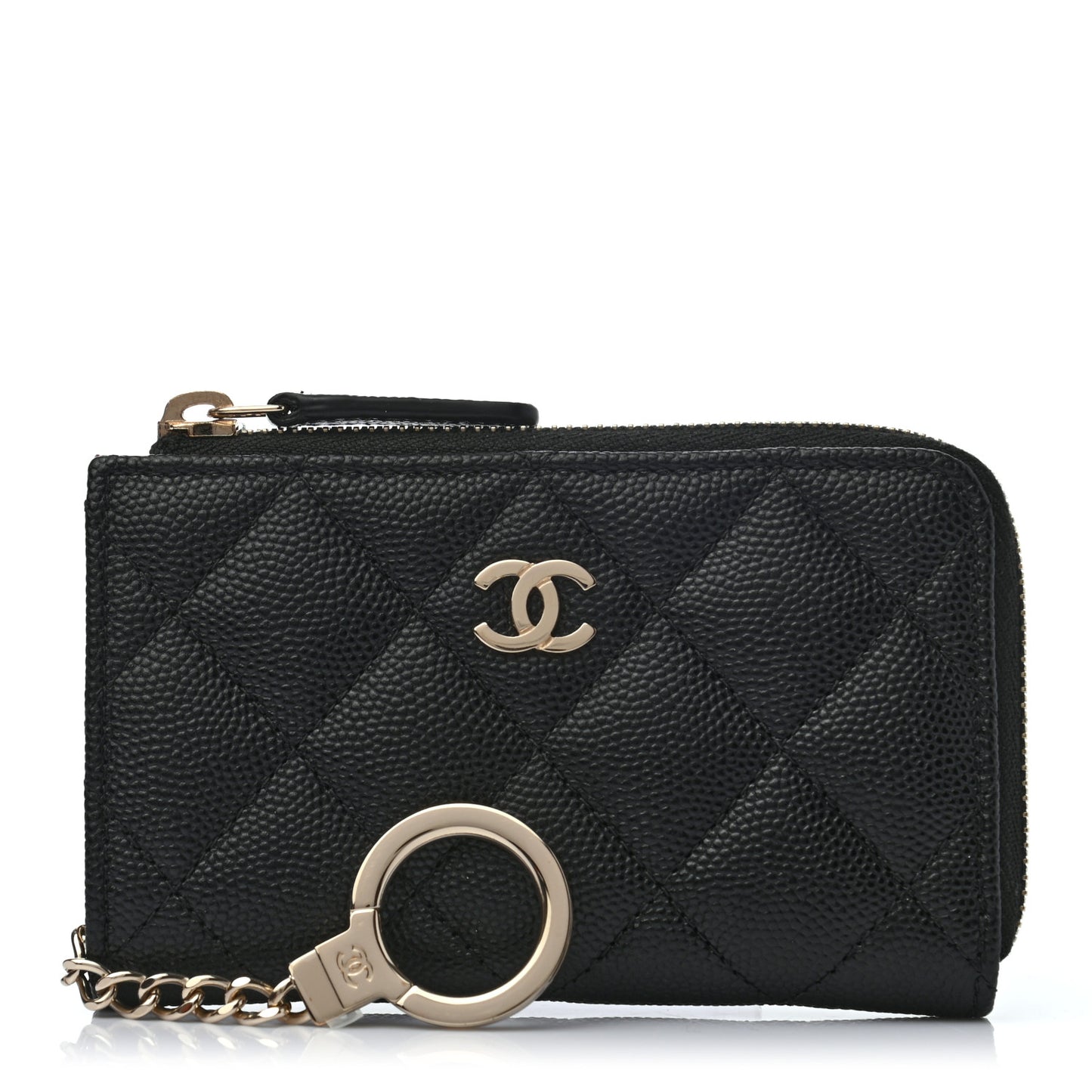 Caviar Quilted Key Holder Case Black