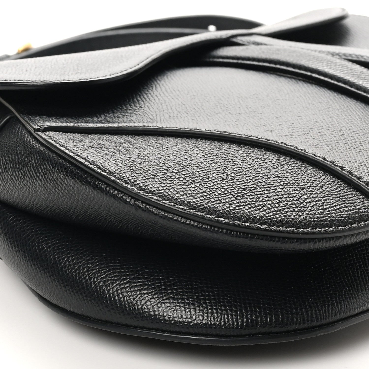 Christian Dior Grained Calfskin Saddle Bag With Strap Black 9 of 10