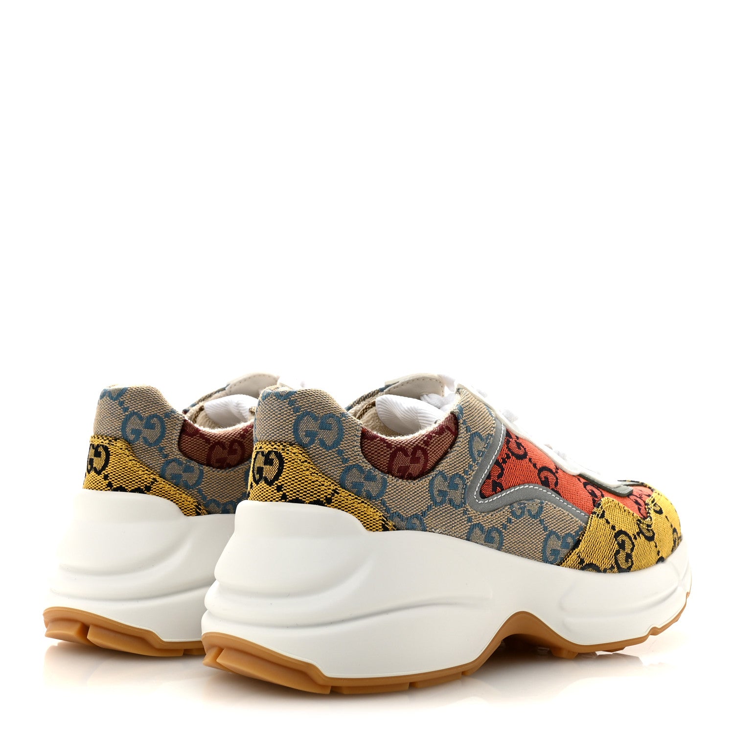 Gucci Monogram Multicolor Demetra Womens Rhyton Sneakers 35.5 Yellow Blue Great White Tabasco 5 of 9