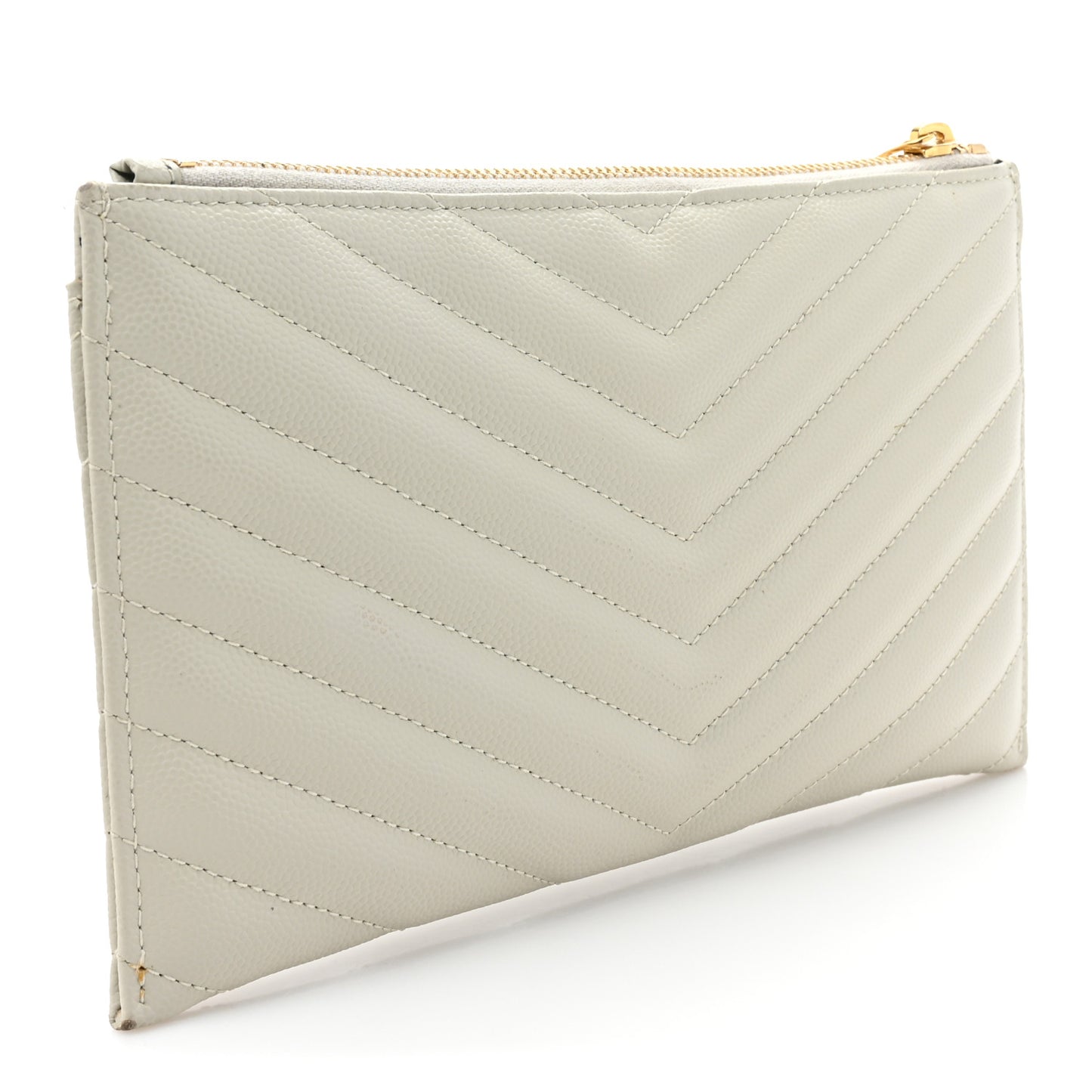 Grain De Poudre Matelasse Chevron Monogram Bill Pouch Blanc Vintage