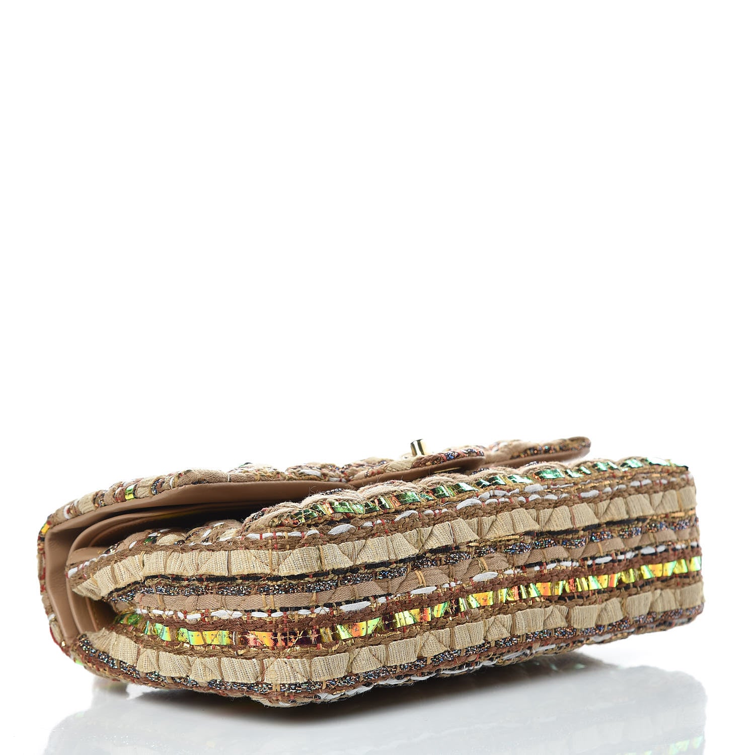 Chanel Iridescent Tweed Lambskin Medium Double Flap Dark Beige 4 of 9