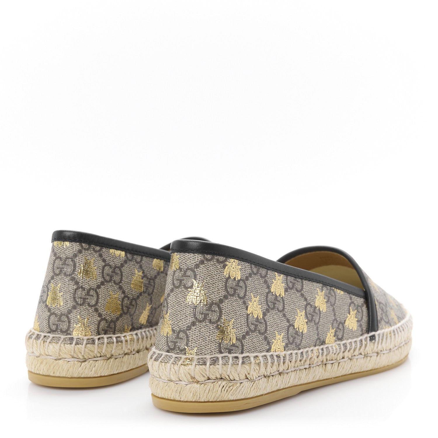 Gucci GG Supreme Monogram Bees Espadrille Flats 39 Beige Ebony Oro Black 5 of 12