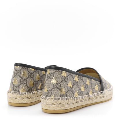 Gucci GG Supreme Monogram Bees Espadrille Flats 39 Beige Ebony Oro Black 5 of 12