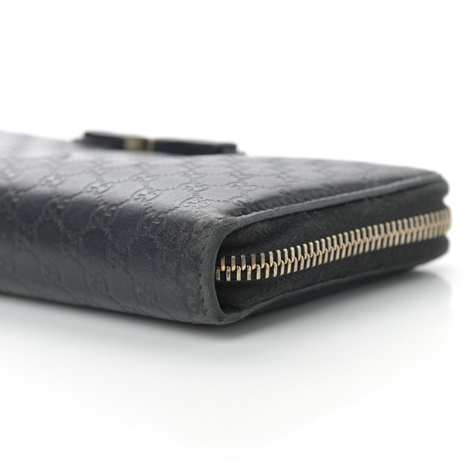 Gucci Microguccissima Bow Zip Around Wallet Black 9 of 12