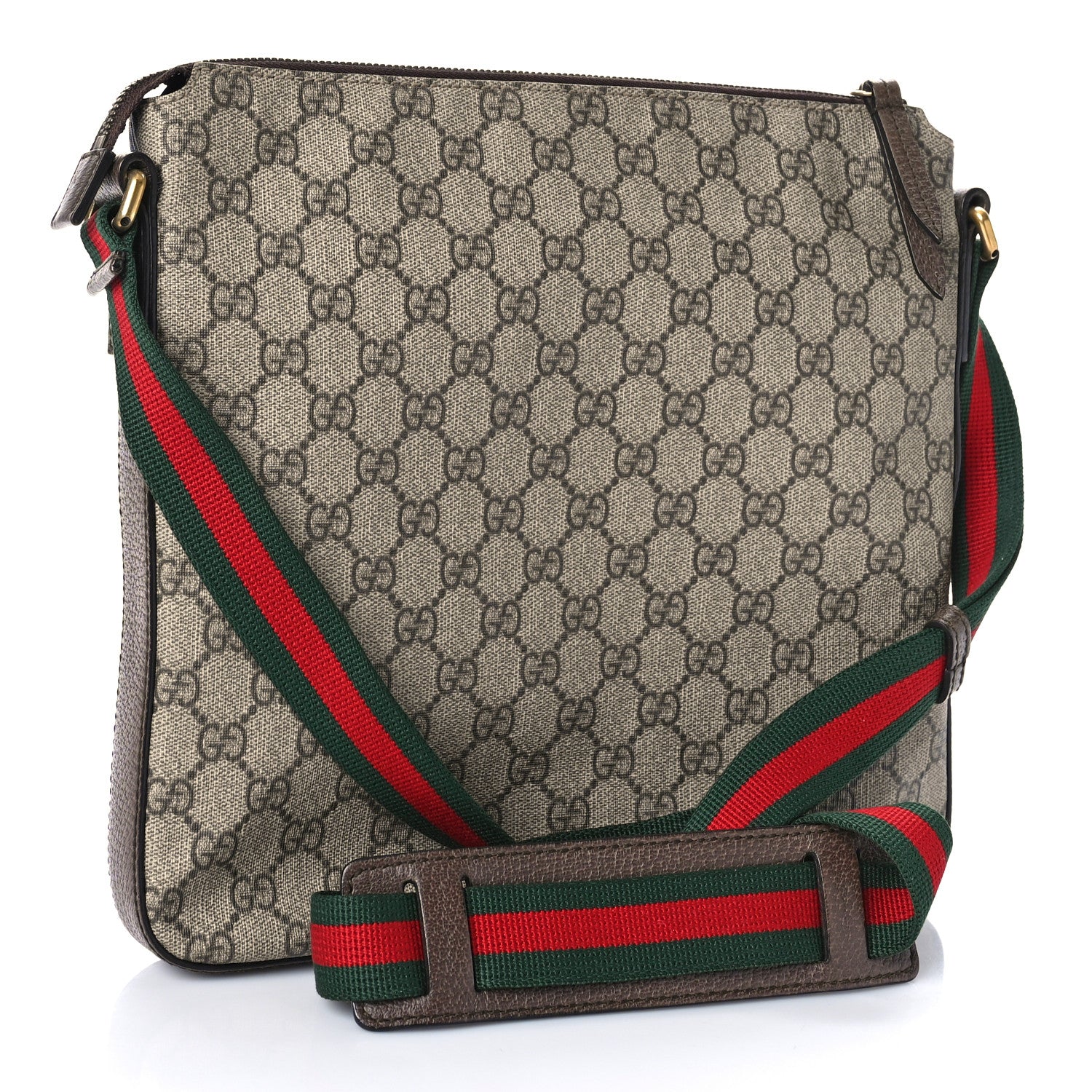 Gucci Soft GG Supreme Monogram Courrier Web Medium Flat Messenger Bag Beige New Acero Multicolor 3 of 10