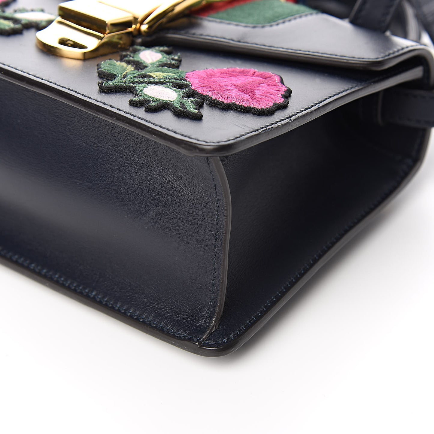 Calfskin Embroidered Mini Sylvie Top Handle Bag Blue