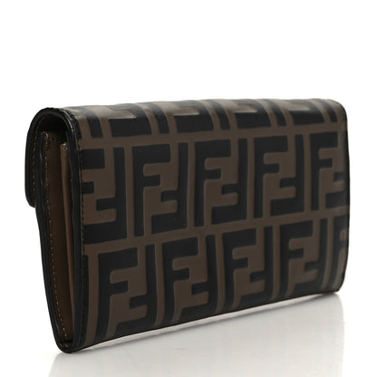 Fendi Vitello Soft F is Fendi Bi-Color FF 1974 Embossed Continental Envelope Wallet Maya Black 3 of 8