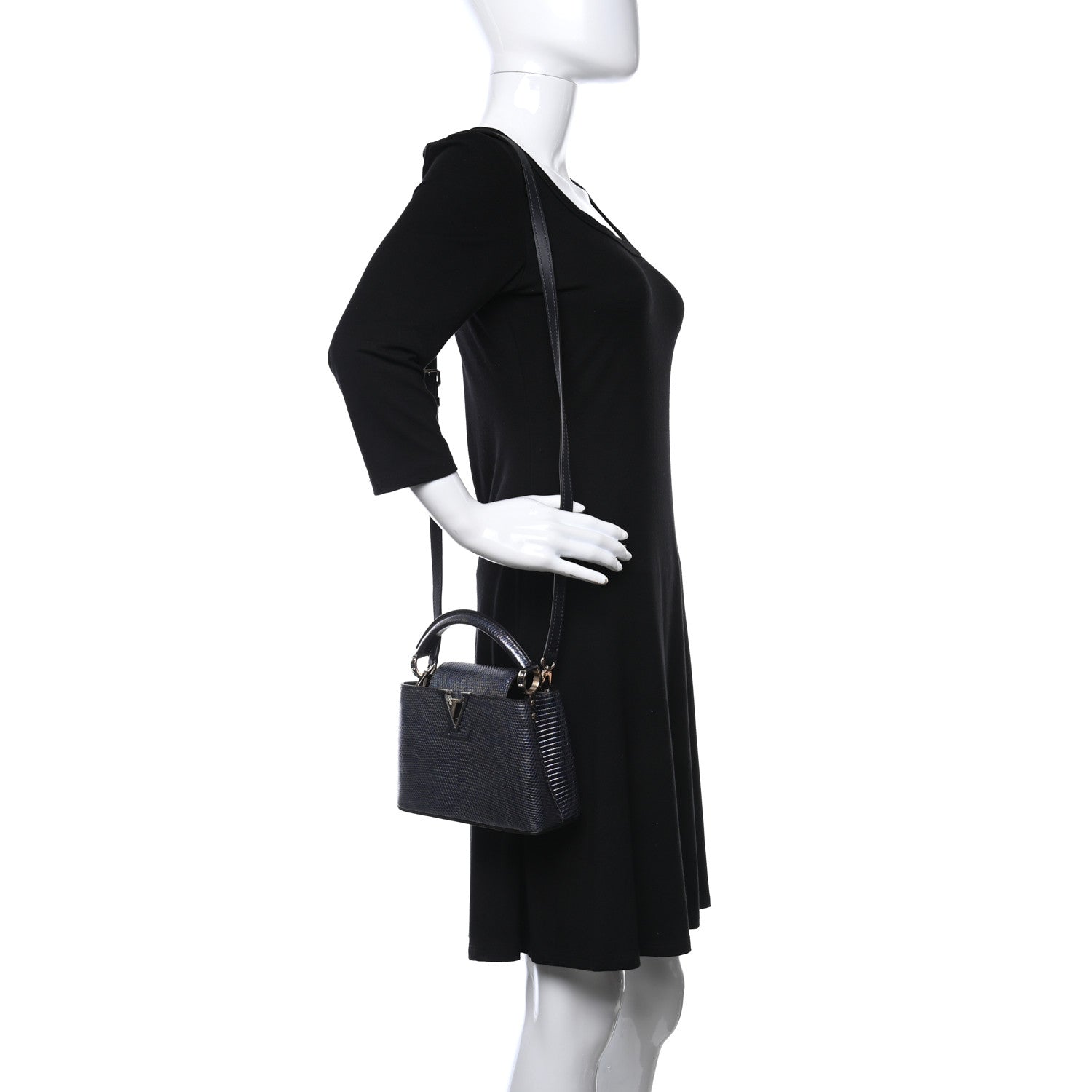 Louis Vuitton Lizard Capucines Mini Bleu Petrole 3 of 8