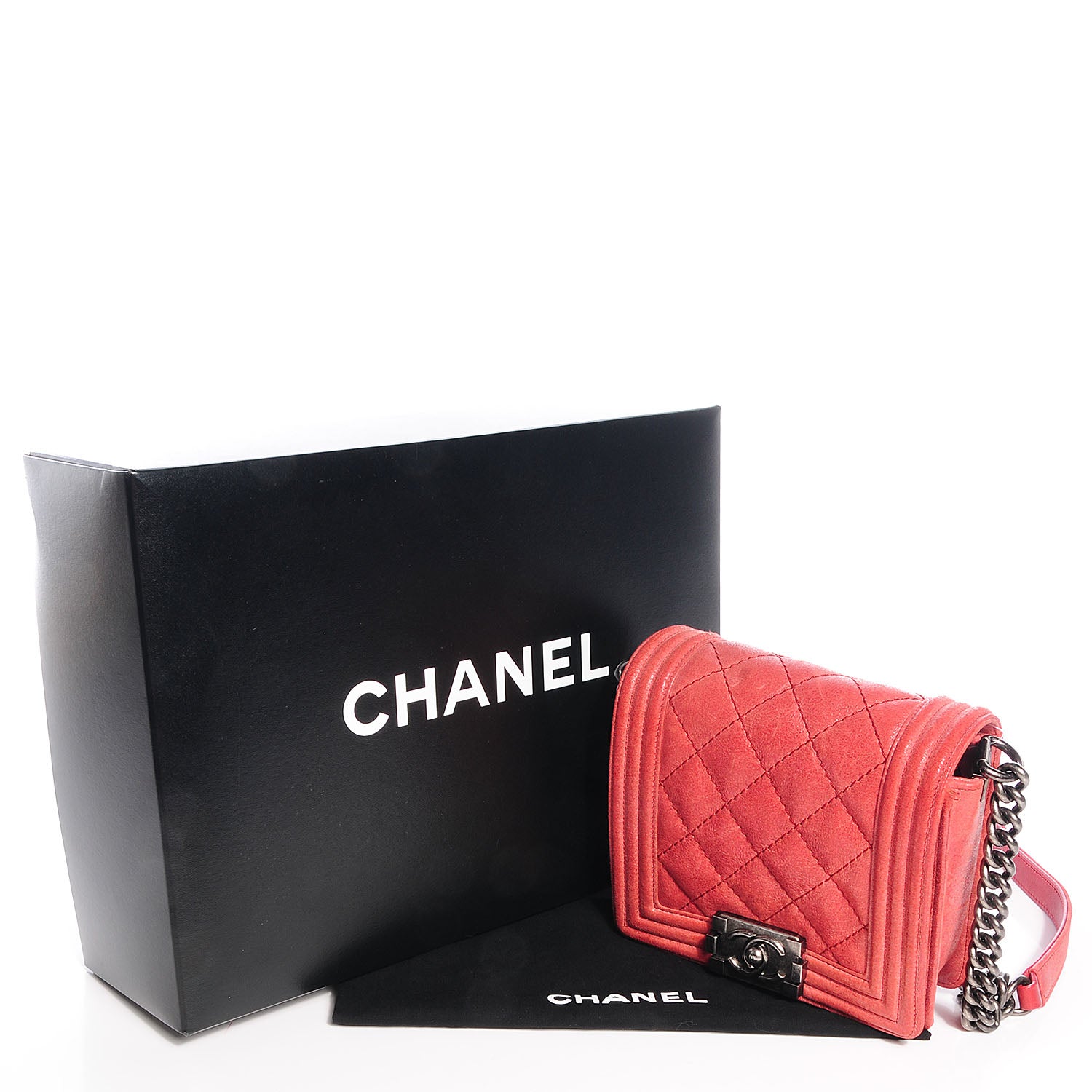 Chanel Iridescent Calfskin Quilted Small Gentle Square Boy Flap Red 5 of 9