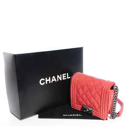 Chanel Iridescent Calfskin Quilted Small Gentle Square Boy Flap Red 5 of 9