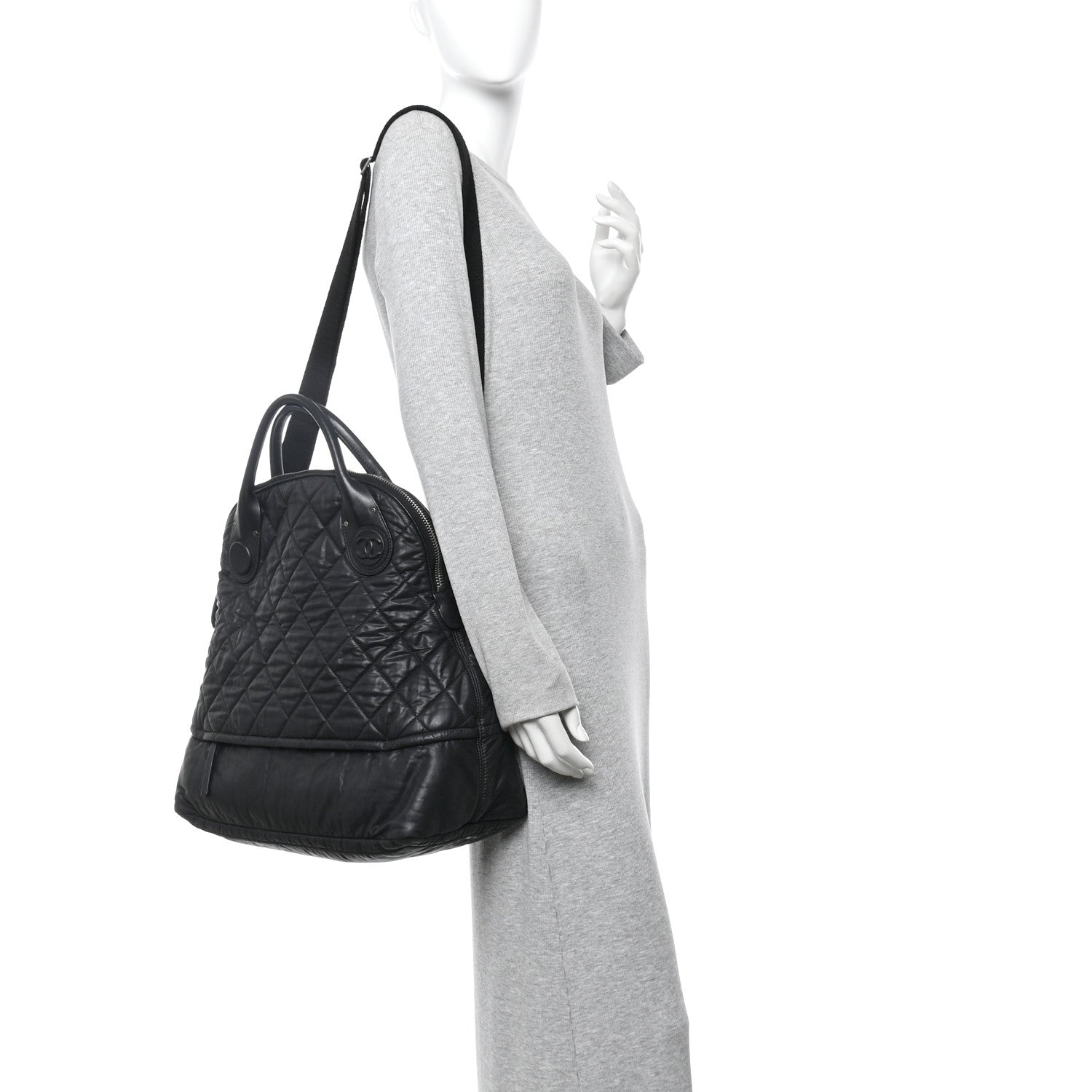Chanel Coated Canvas Quilted Large Garment Travel Bag Black 2 of 10