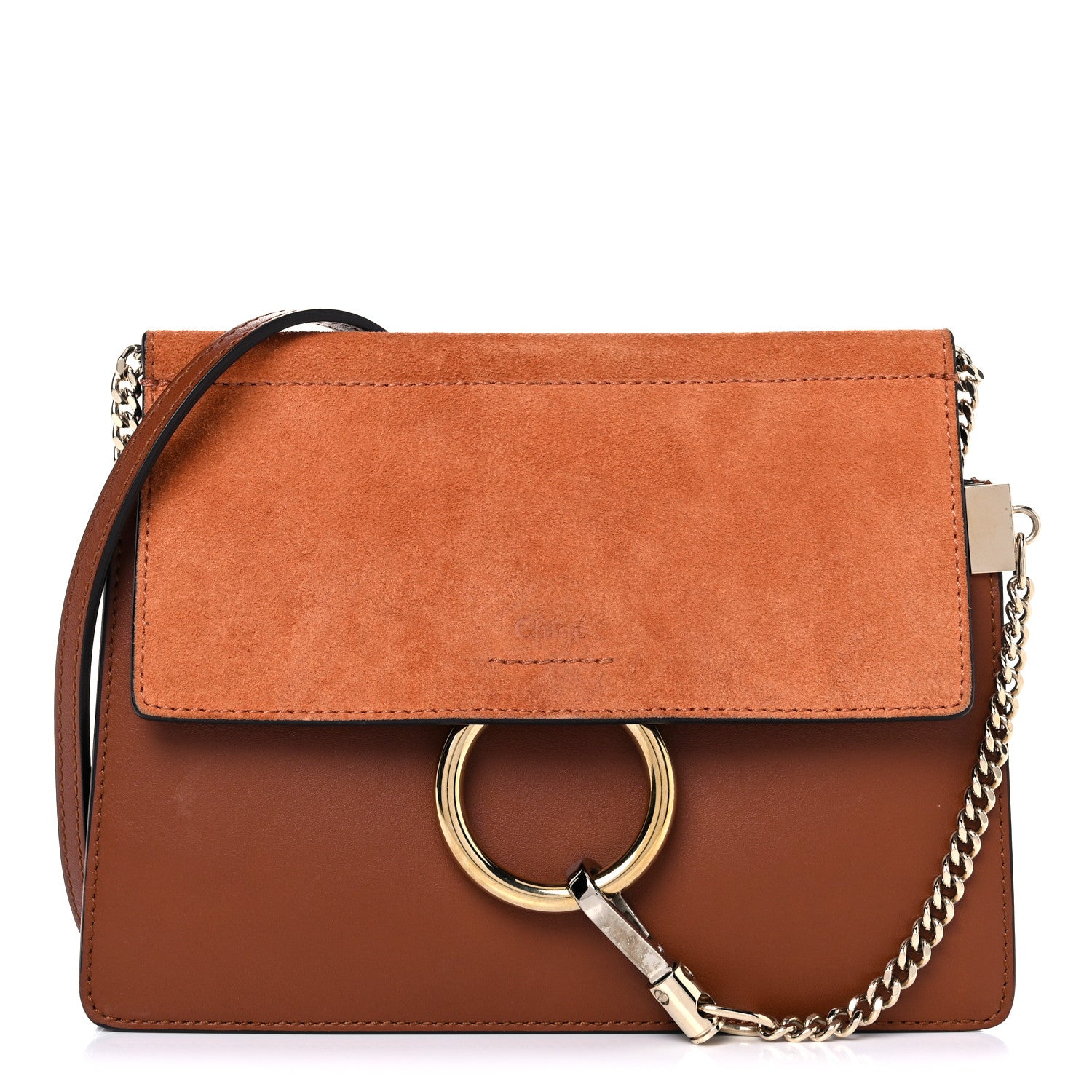 Chloe Calfskin Suede Mini Chain Faye Shoulder Bag Tobacco 1 of 14