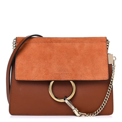 Chloe Calfskin Suede Mini Chain Faye Shoulder Bag Tobacco 1 of 14