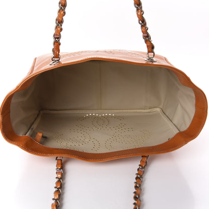 Chanel Patent Perforated CC Shopping Tote Orange 6 of 19