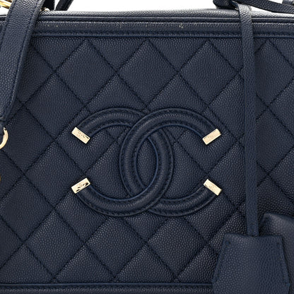 Chanel Caviar Quilted Medium CC Filigree Vanity Case Navy 8 of 14