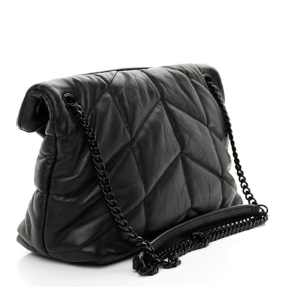 Saint Laurent Lambskin Quilted Monogram Monochrome Small Loulou Puffer Chain Satchel Black 3 of 10