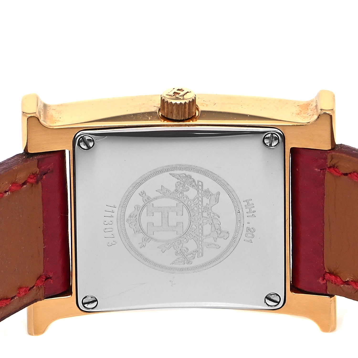 Hermes Stainless Steel Epsom 21mm Heure H Hour Quartz Watch Rouge 4 of 4
