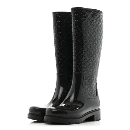 Louis Vuitton Rubber Embossed Monogram Splash Rain Boots 36 Black 3 of 9