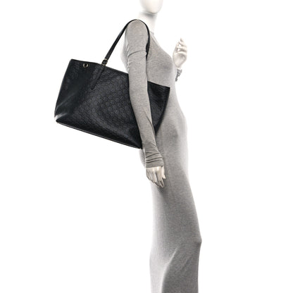 Gucci GG Calfskin Embossed Emblem Large Tote Bag Black 2 of 10