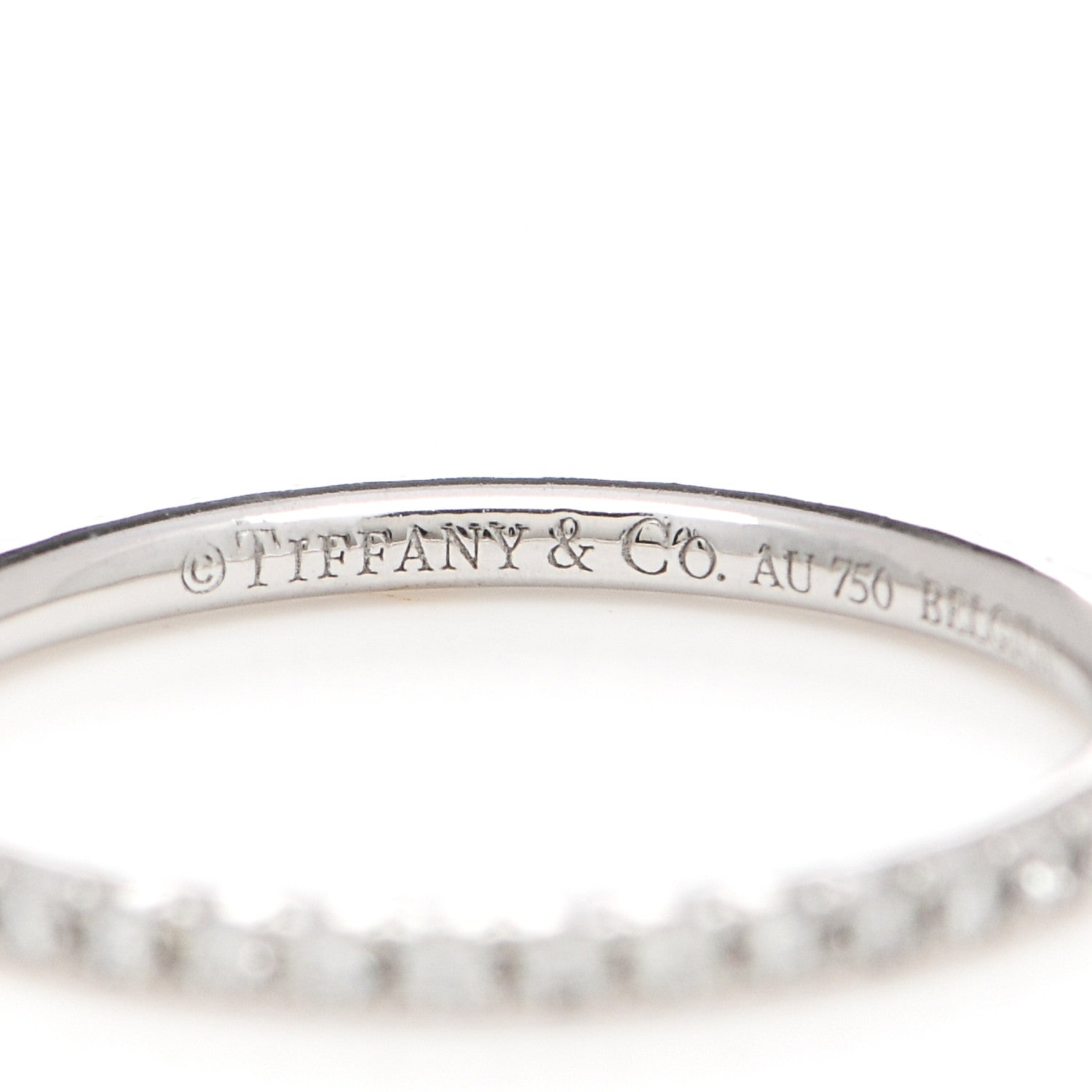 Tiffany 18K White Gold Diamond Metro Band Ring 48 4.5 4 of 6