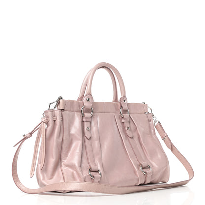 Miu Miu Vitello Lux Gathered Tote Mughetto 3 of 11