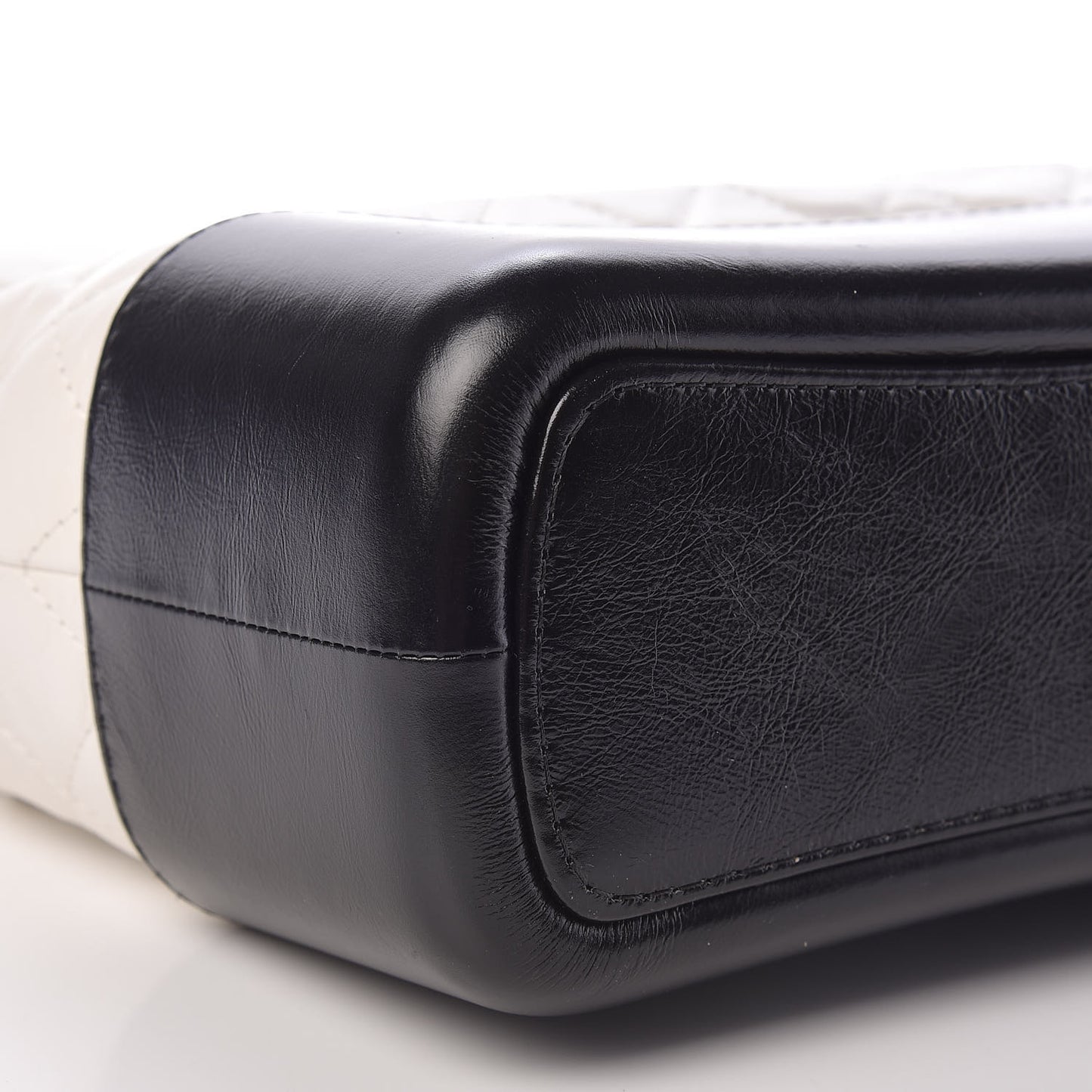 Aged Calfskin Quilted Medium Gabrielle Hobo Black White