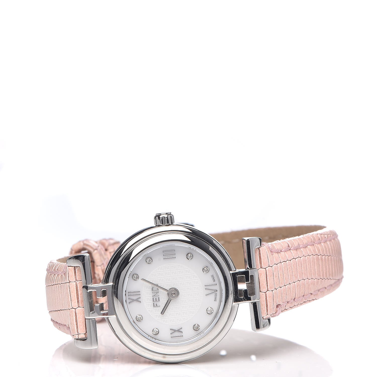 Fendi Stainless Steel Calfskin Diamond Pink Mother of Pearl 23mm Moda Quartz Watch 3 of 8