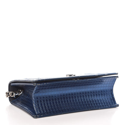 Christian Dior Metallic Patent Micro-Cannage Medium Diorama Flap Bag Blue 4 of 13