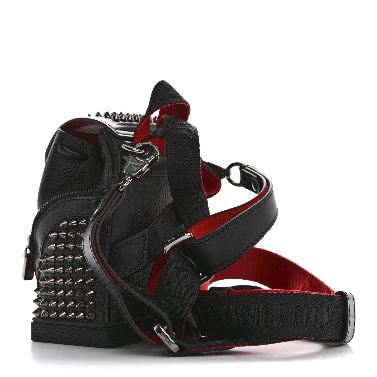 Christian Louboutin Calfskin Spiked Mini Explorafunk Keyring Bag Black 3 of 11