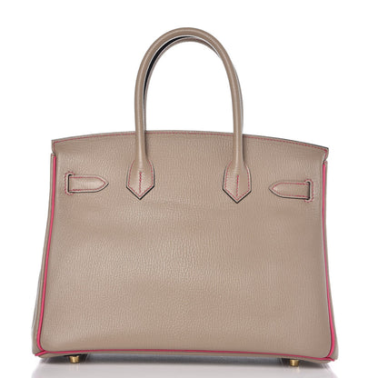 Hermes Chevre Mysore Horseshoe Birkin 30 Gris Tourterelle Rose Tyrien 4 of 32