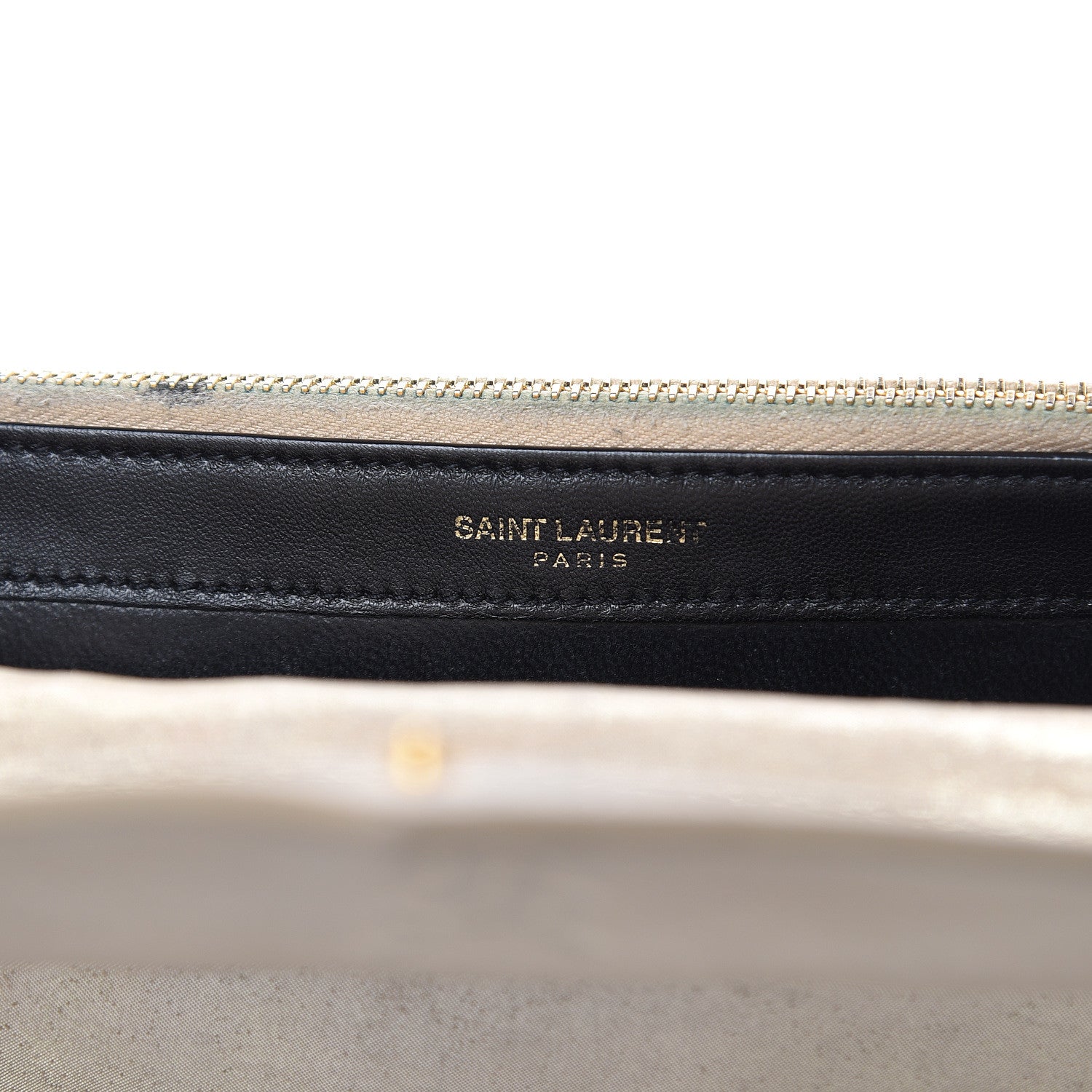 Saint Laurent Metallic Fabric Monogram Envelope Chain Wallet Champagne 6 of 17