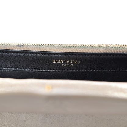 Saint Laurent Metallic Fabric Monogram Envelope Chain Wallet Champagne 6 of 17