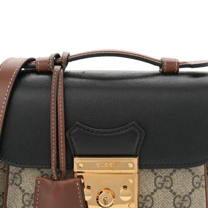 Gucci GG Supreme Monogram New Sakai Lux Calfskin Mini Padlock Flap Pocket Shoulder Bag Beige Ebony Black Cuir 8 of 10