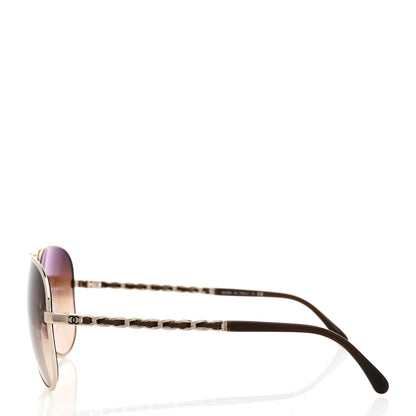 Chanel Lambskin Aviator Chain Sunglasses 4194-Q Gold 3 of 7