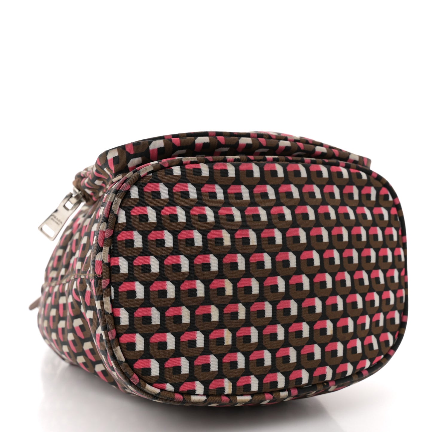 Nylon Saffiano Otta Print Bucket Crossbody Bag Rosa