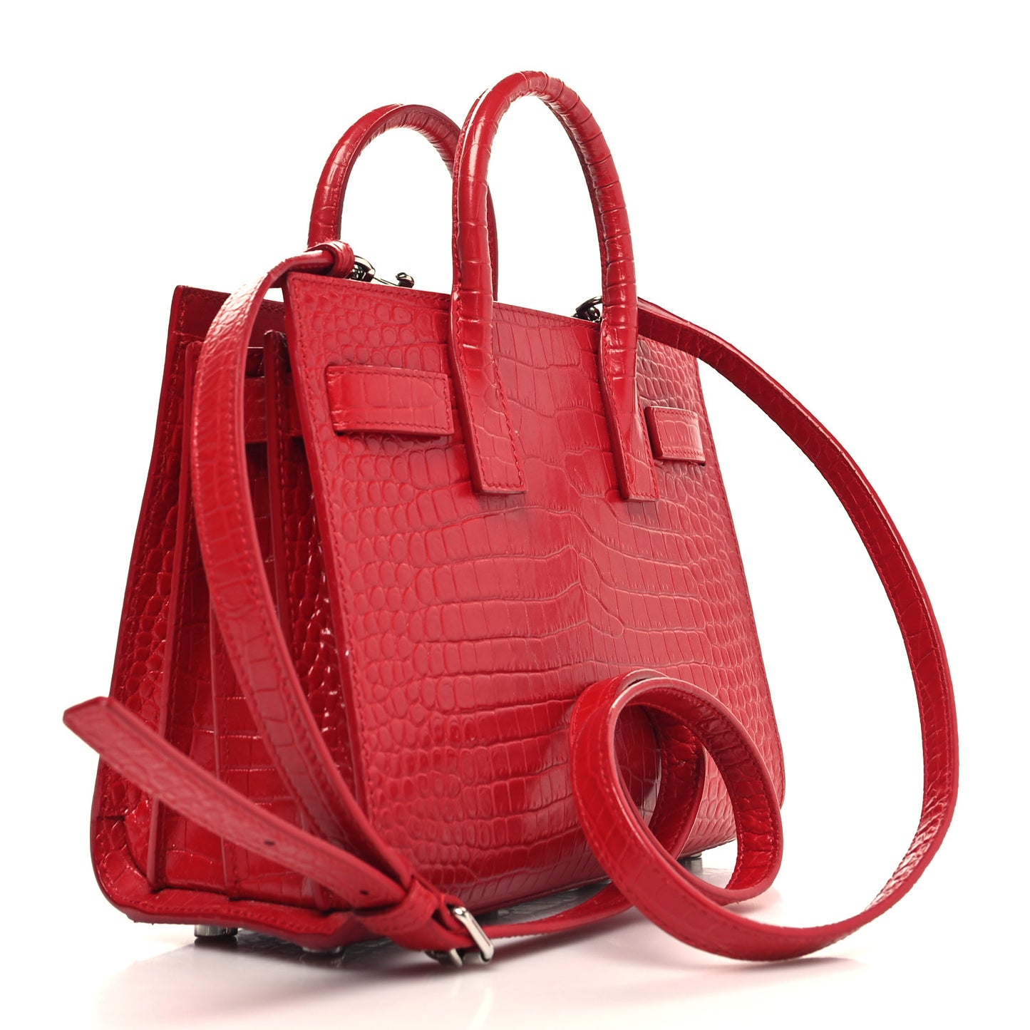 Calfskin Crocodile Embossed Nano Sac De Jour Red