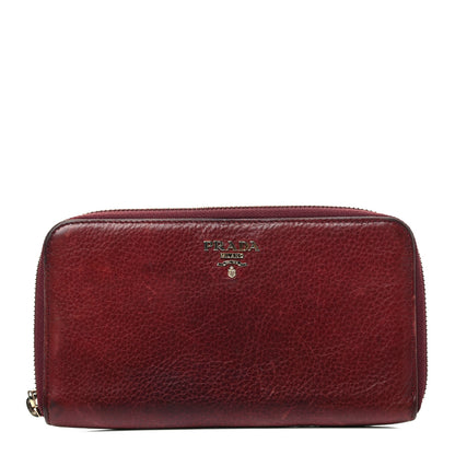 Prada Vitello Daino Metal Zip Around Wallet Etrusco 1 of 7