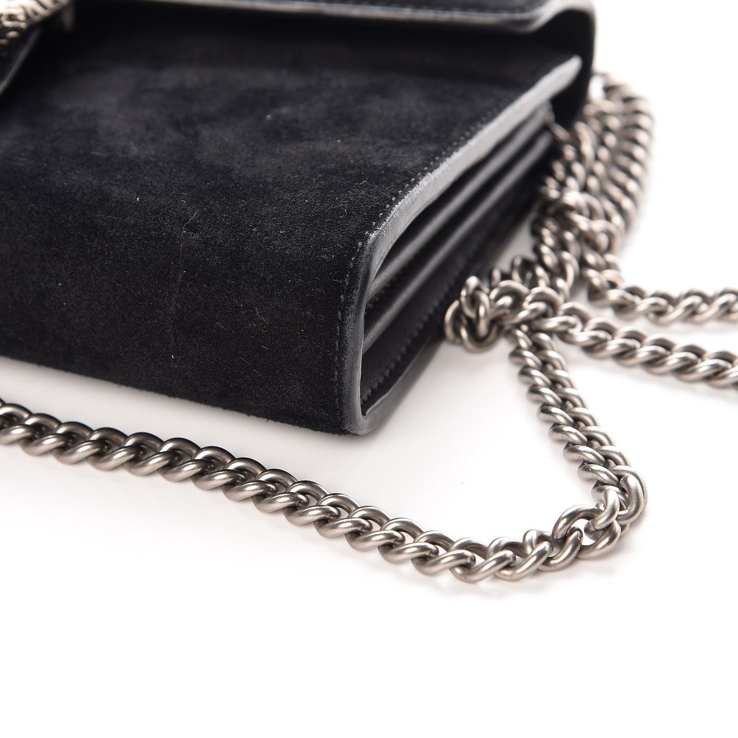 Suede Mini Dionysus Chain Wallet Black
