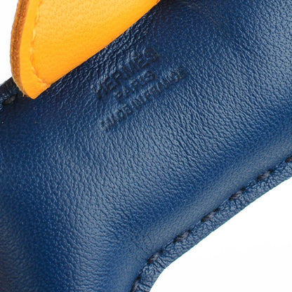 Hermes Milo Lambskin Grigri Rodeo Horse Bag Charm PM Bleu de Malte Cornaline Jaune D'Or 3 of 4