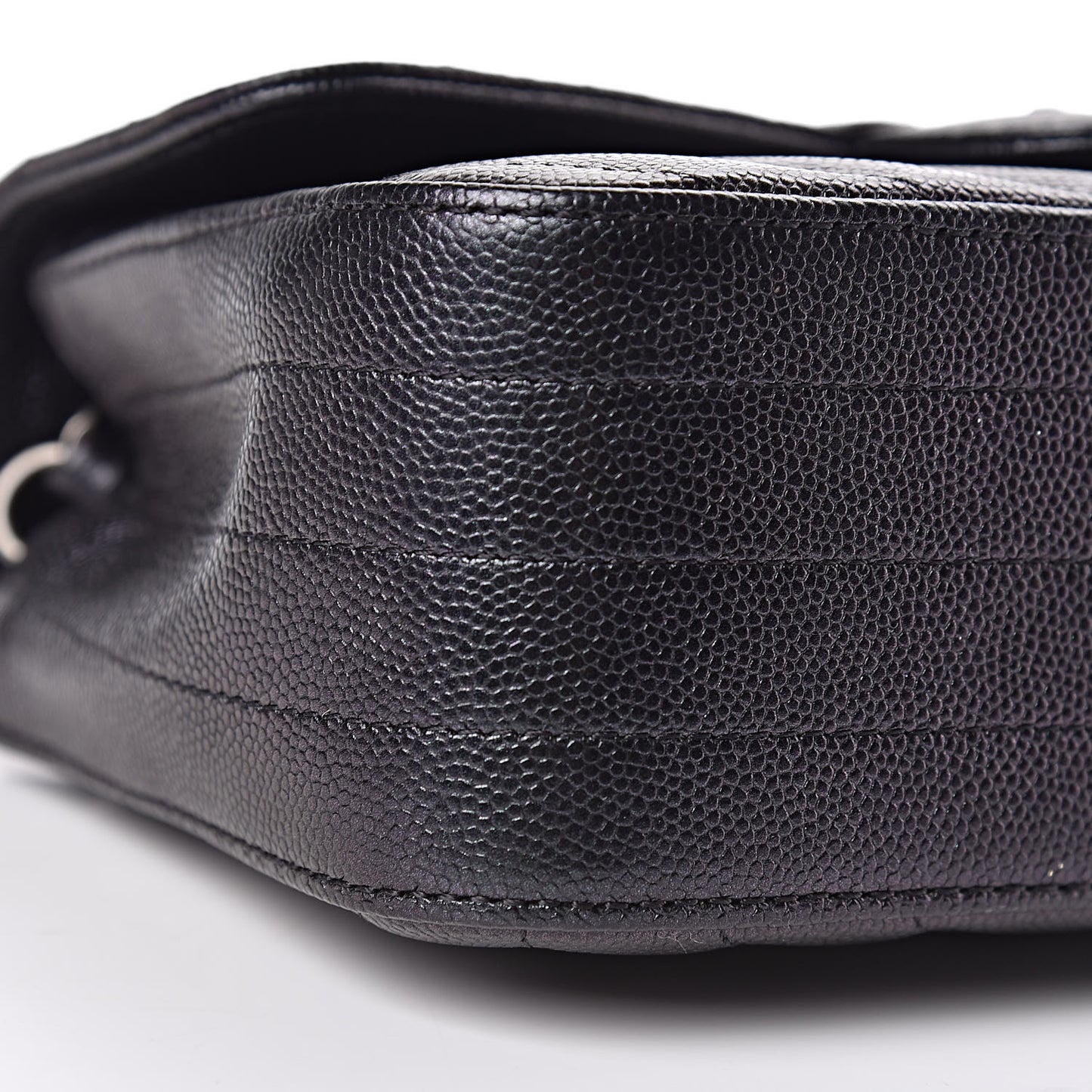Iridescent Caviar Chevron Quilted Mini Rectangular Flap Black