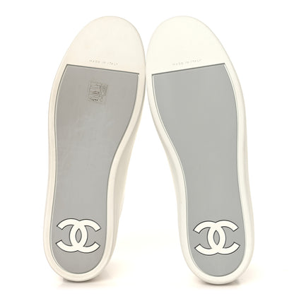 Chanel Iridescent Goatskin Womens High Top Sneakers 40.5 White Silver 6 of 10