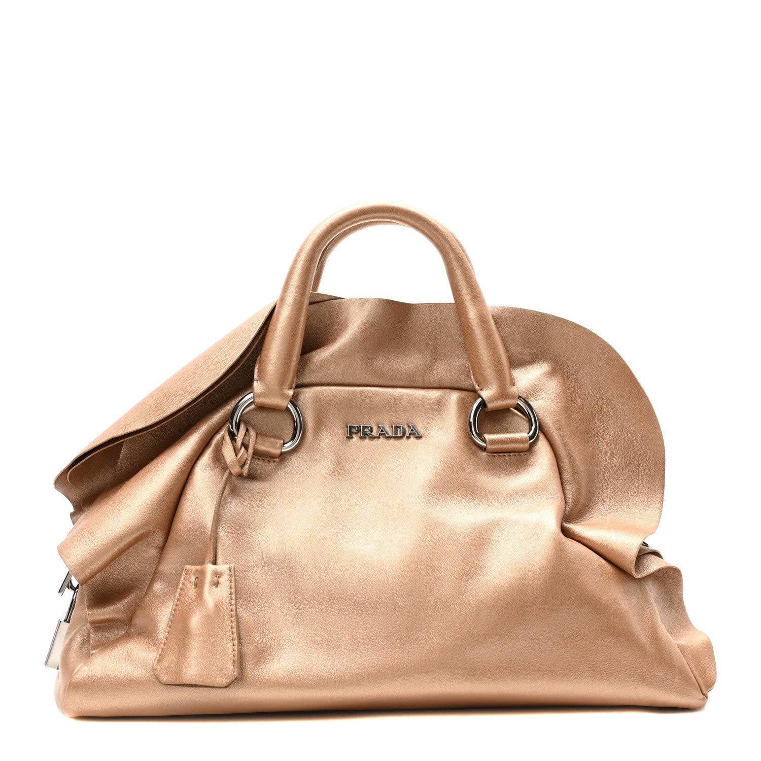 Prada Metallic Nappa Ruffle Bauletto Gold 1 of 9