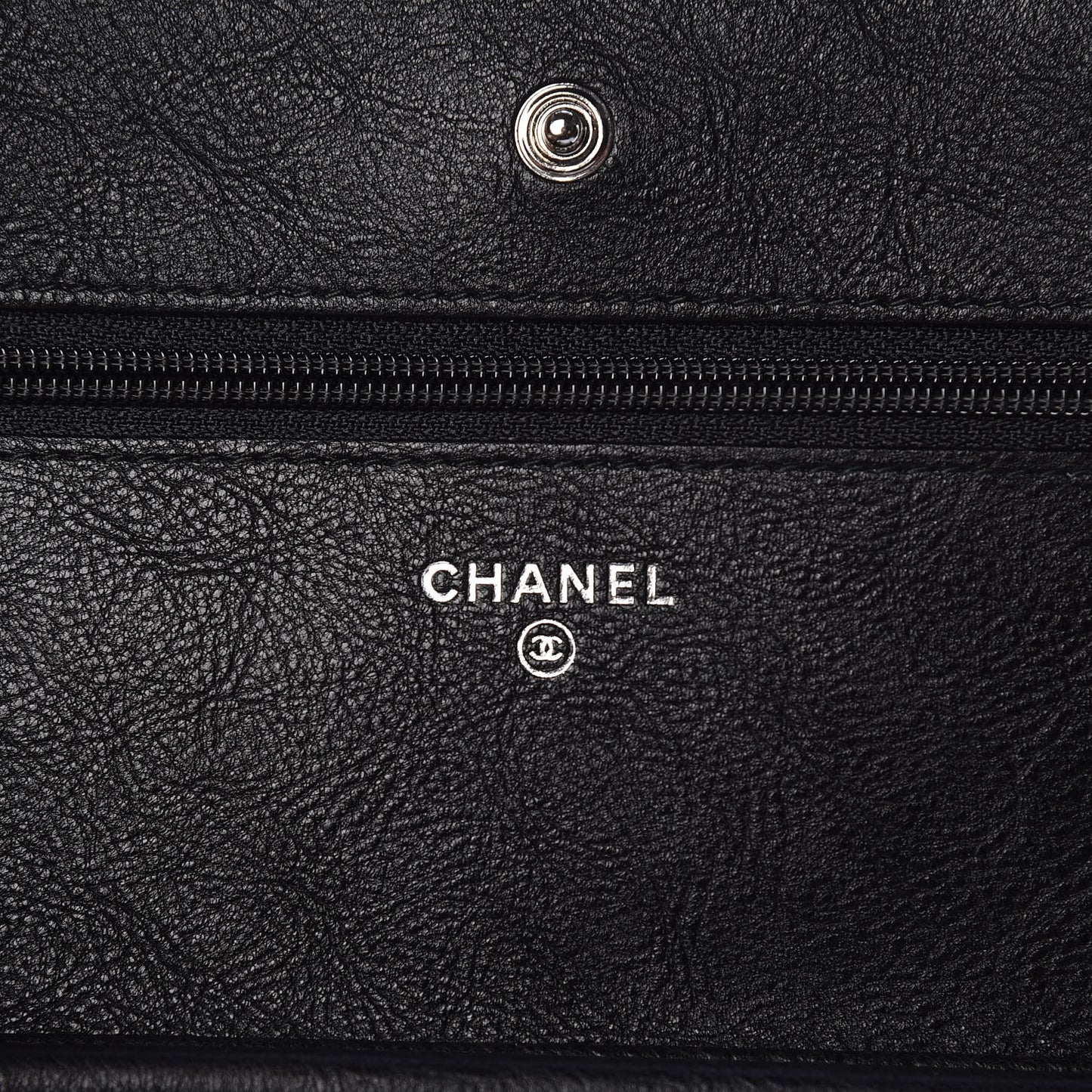 Crumpled Calfskin Quilted Wallet On Chain WOC So Black