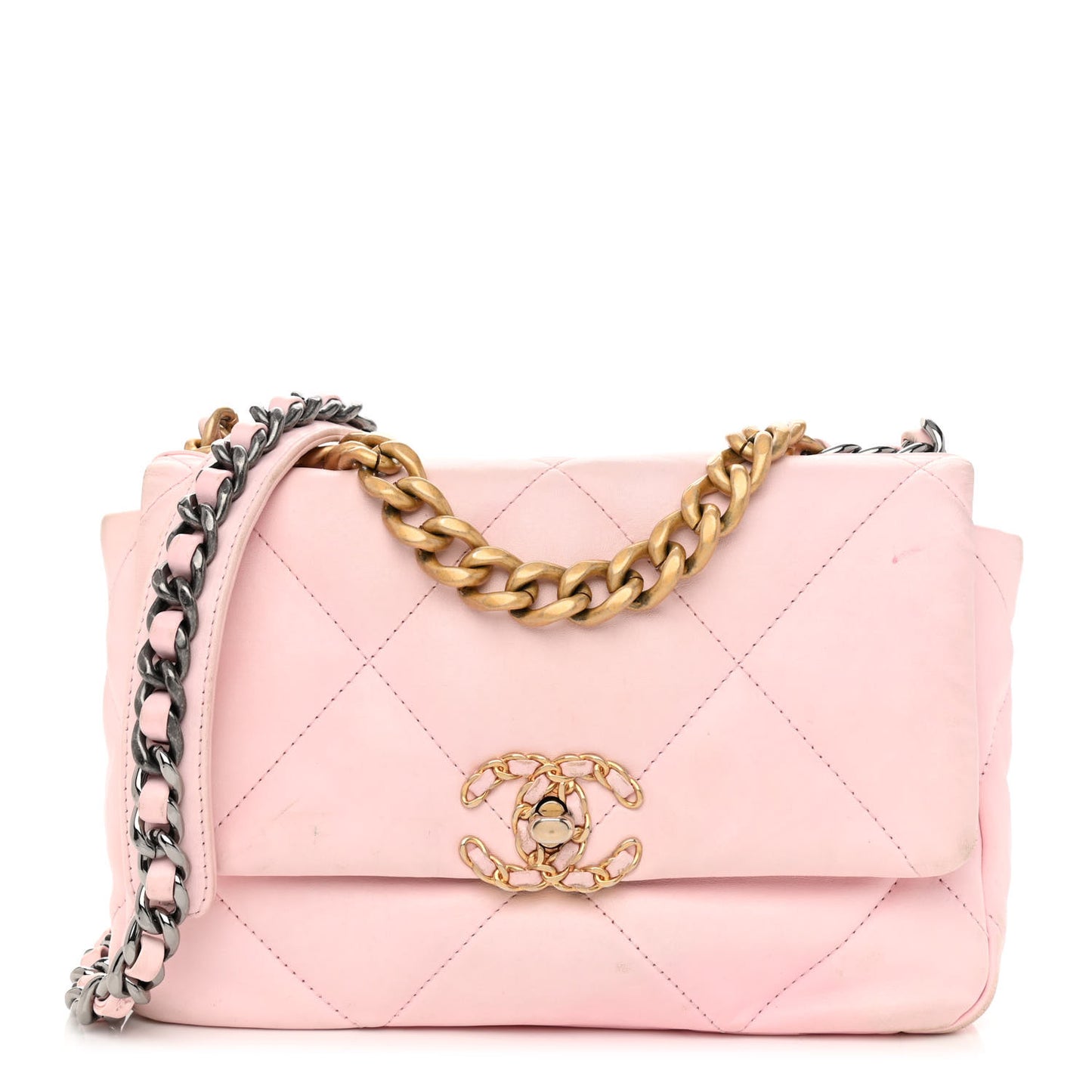 Lambskin Quilted Medium Chanel 19 Flap Light Pink