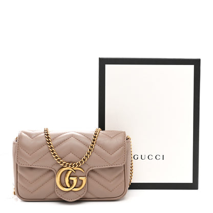 Gucci Calfskin Matelasse Super Mini GG Marmont Shoulder Bag Porcelain Rose 11 of 11